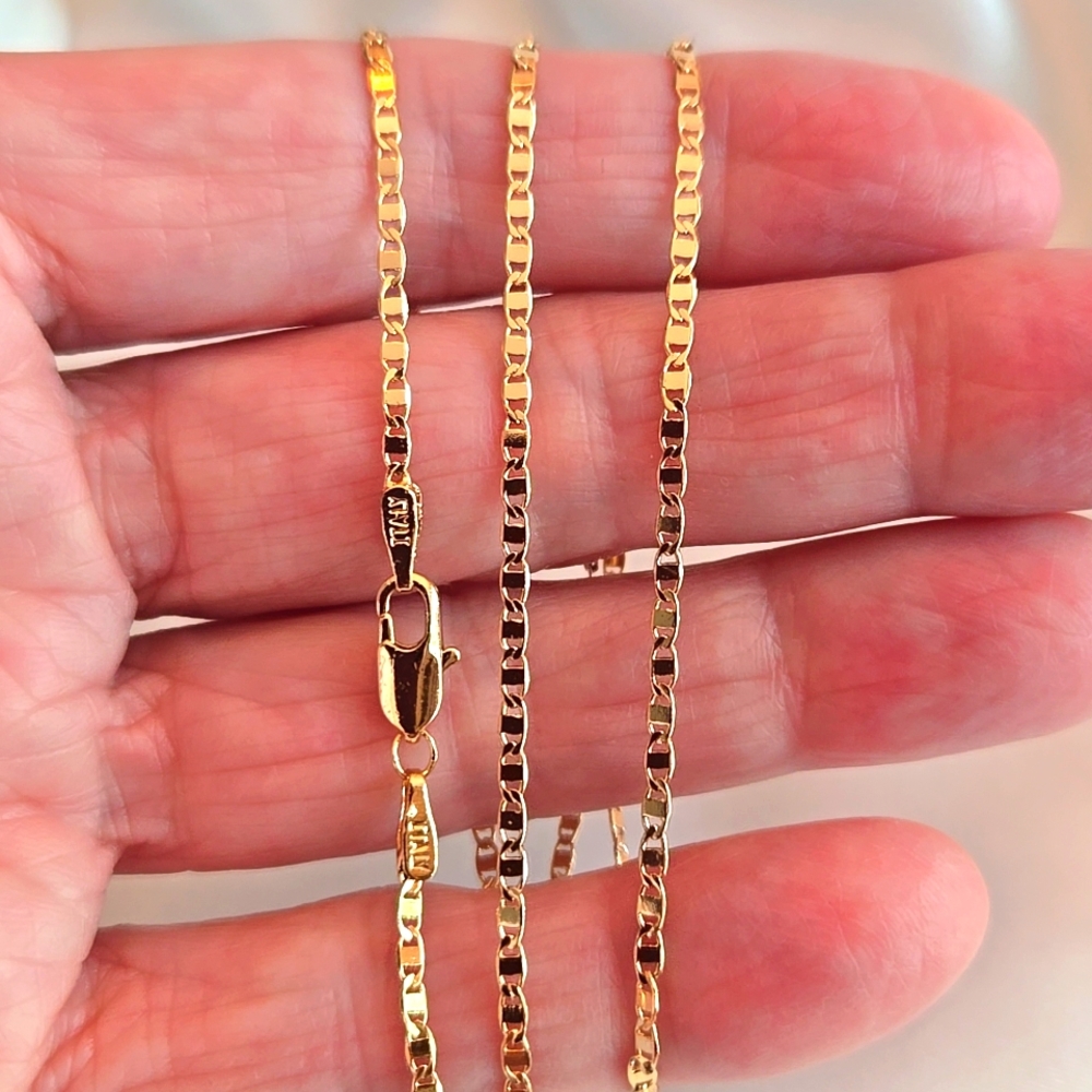 💛 New 18K Rose Gold-plated Mariner Links Chain Necklace 18" 💛
